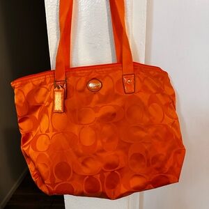 Coach Vibrant Orange Signature Tote